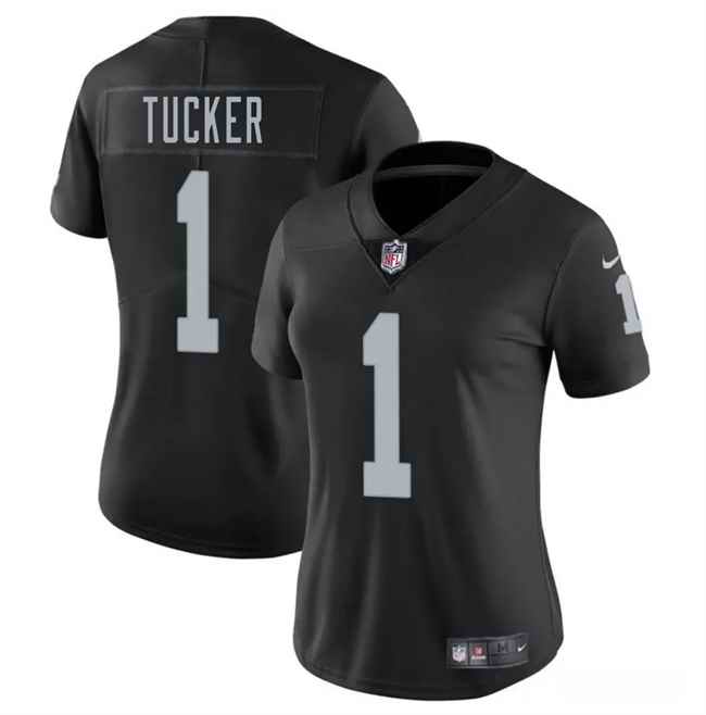 Women's Las Vegas Raiders #1 Tre Tucker Black 2025 Vapor Stitched Jersey(Run Small)